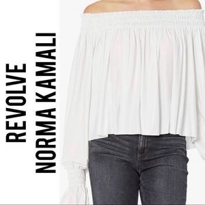 Norma Kamali Long Sleeve Off the Shoulder Blouse